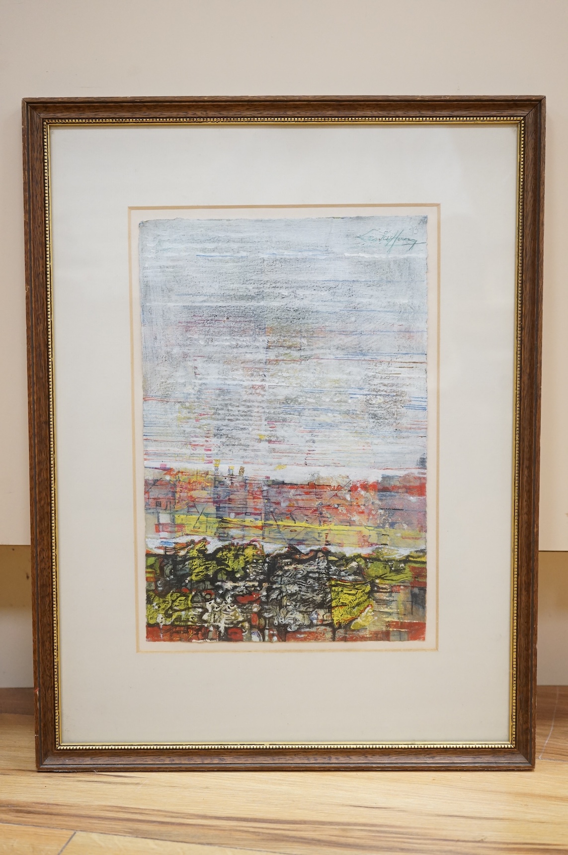 Leslie Hurry, (1909-1978), Landscape with river, mixed media on paper, signed and dated '73, 29 x 20cm
